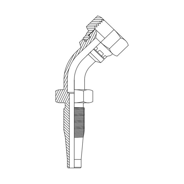 Hose Tail Reusable JIC Female 45° Swept