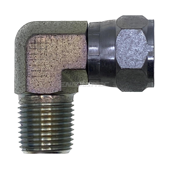 JIC Female x NPT Tapered Male 90° Compact