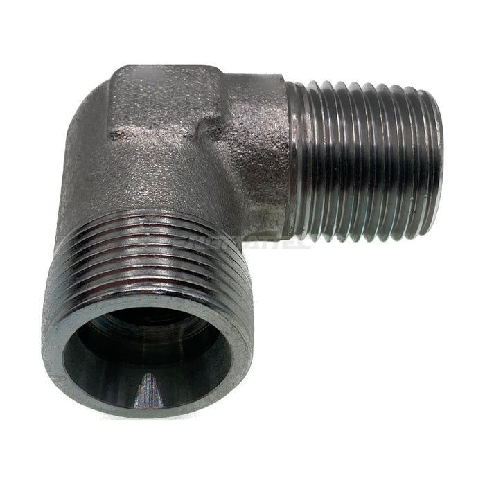 Metric Heavy Male x NPT Tapered Male 90° Compact