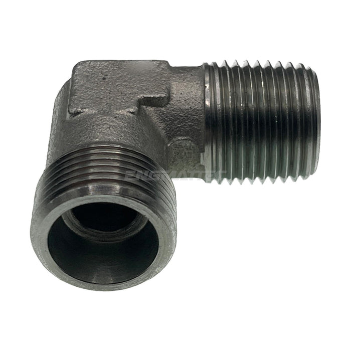 Metric Heavy Male x NPT Tapered Male 90° Compact