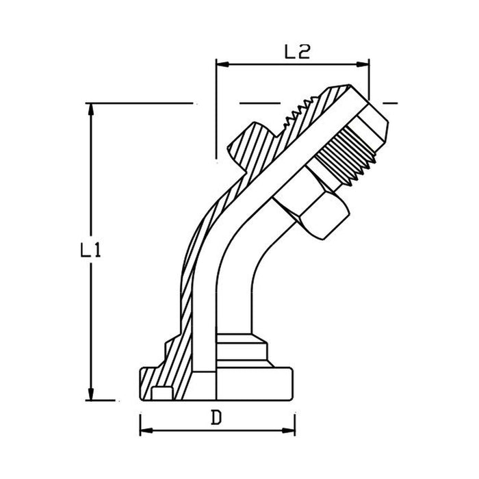 Flange Code 62  x JIC Male 45° Swept