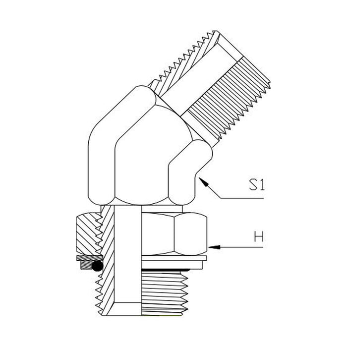 BSP Parallel Male x BSP Tapered Male 45° Compact