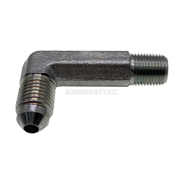 JIC Male x NPT Tapered Male 90° Extended