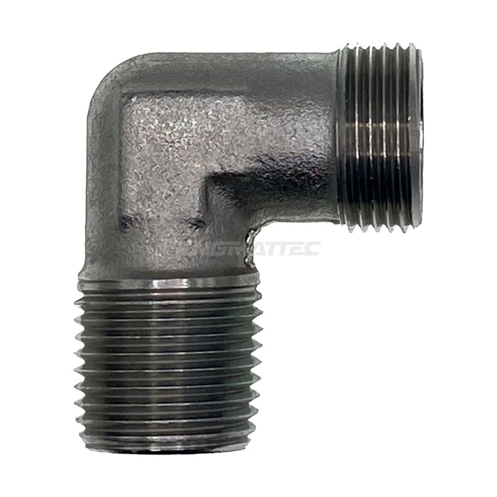 Metric Light Male x NPT Tapered Male 90° Compact