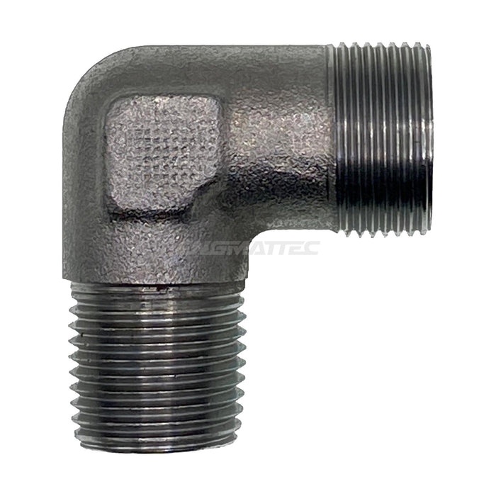 Metric Heavy Male x NPT Tapered Male 90° Compact
