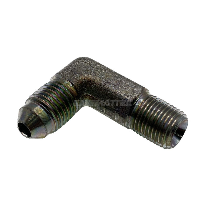 JIC Male x NPT Tapered Male 90° Extended